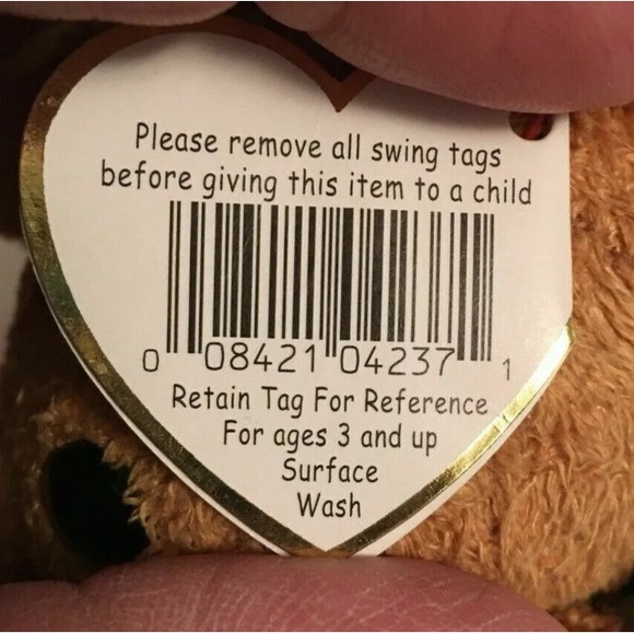 *FUZZ Tan Terry Bear, TY Beanie Babies, Rare, Tag Errors, 1998, Vintage - Picture 9 of 11